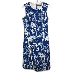 Kate Spade‎ Saturday Blue White Floral Poppy Faux Wrap Dress Sz 4 Sleeveless